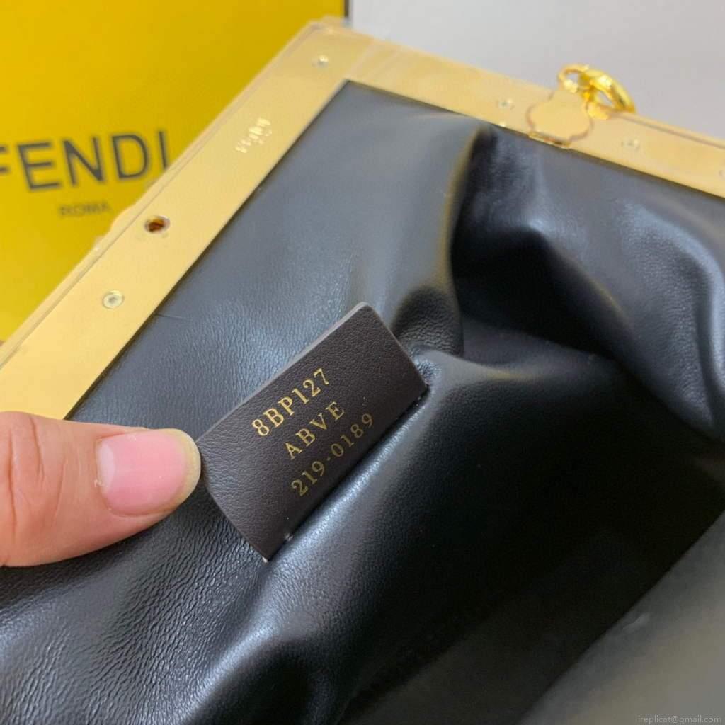 Fendi 8BP127 Fendi First Medium Fox fur Black Bag