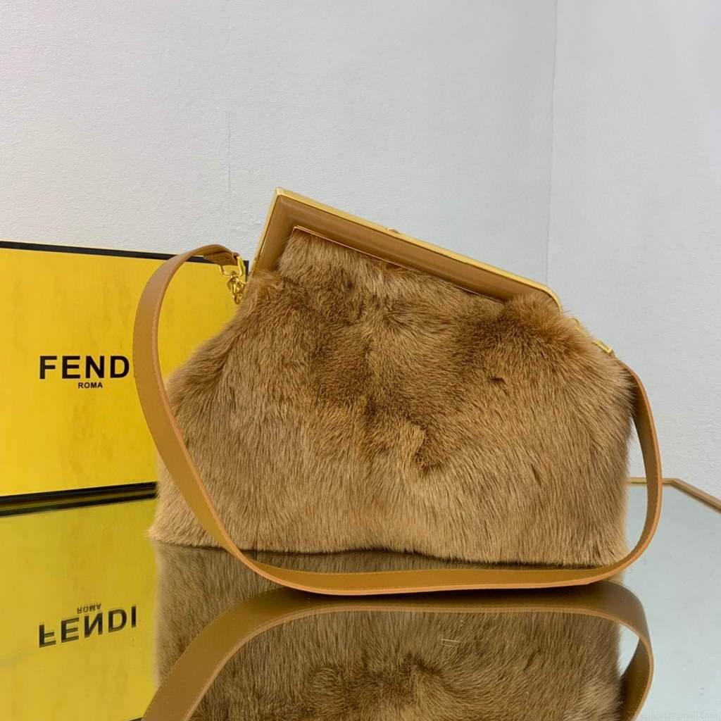 Fendi 8BP127 Fendi First Medium Fox fur Brown Bag