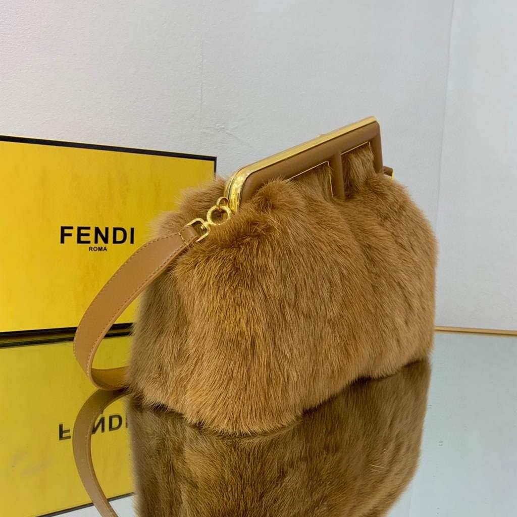 Fendi 8BP127 Fendi First Medium Fox fur Brown Bag
