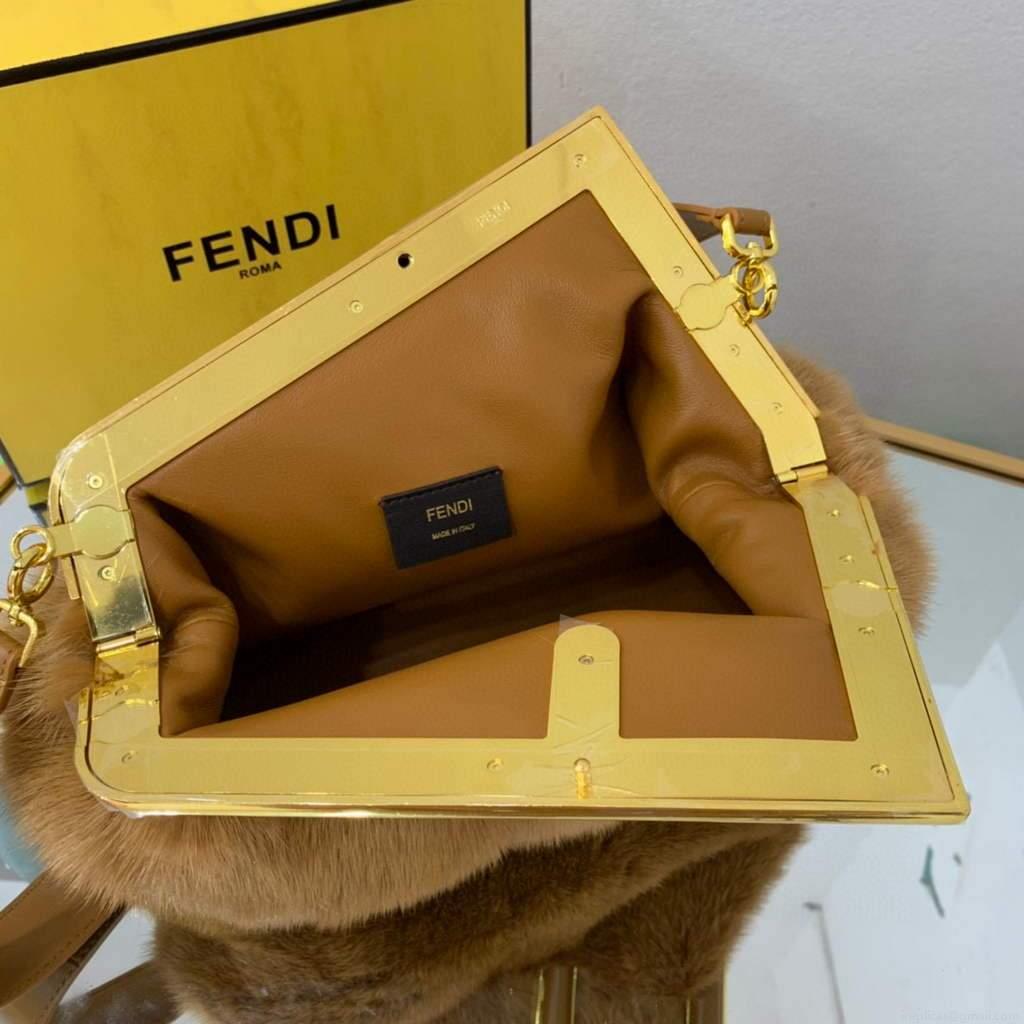 Fendi 8BP127 Fendi First Medium Fox fur Brown Bag