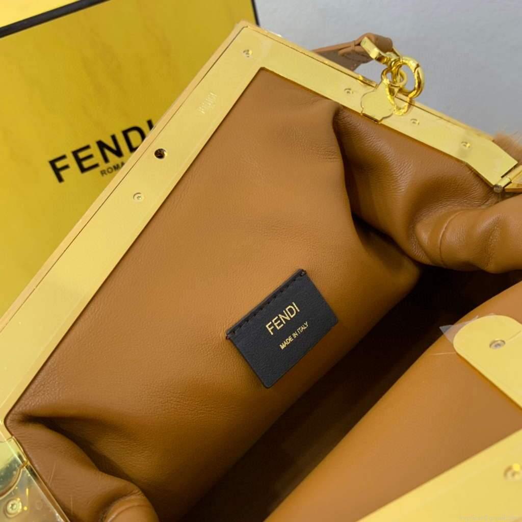 Fendi 8BP127 Fendi First Medium Fox fur Brown Bag