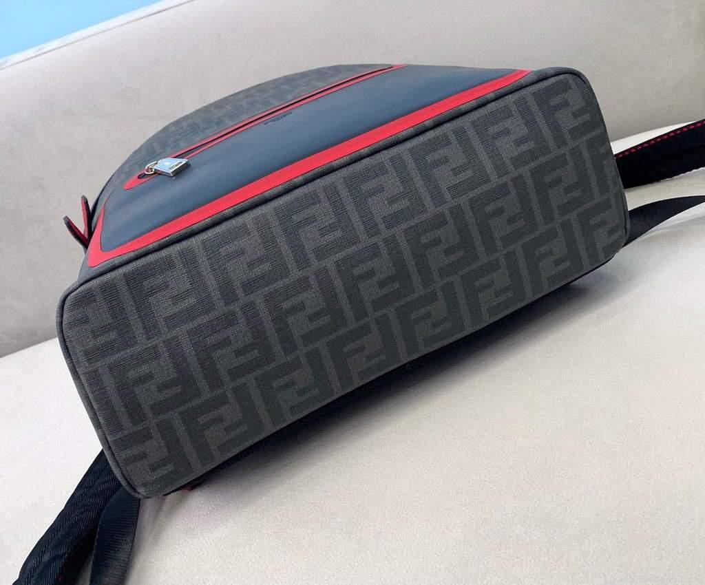 Fendi Backpack Large 2380 FF Black with Red