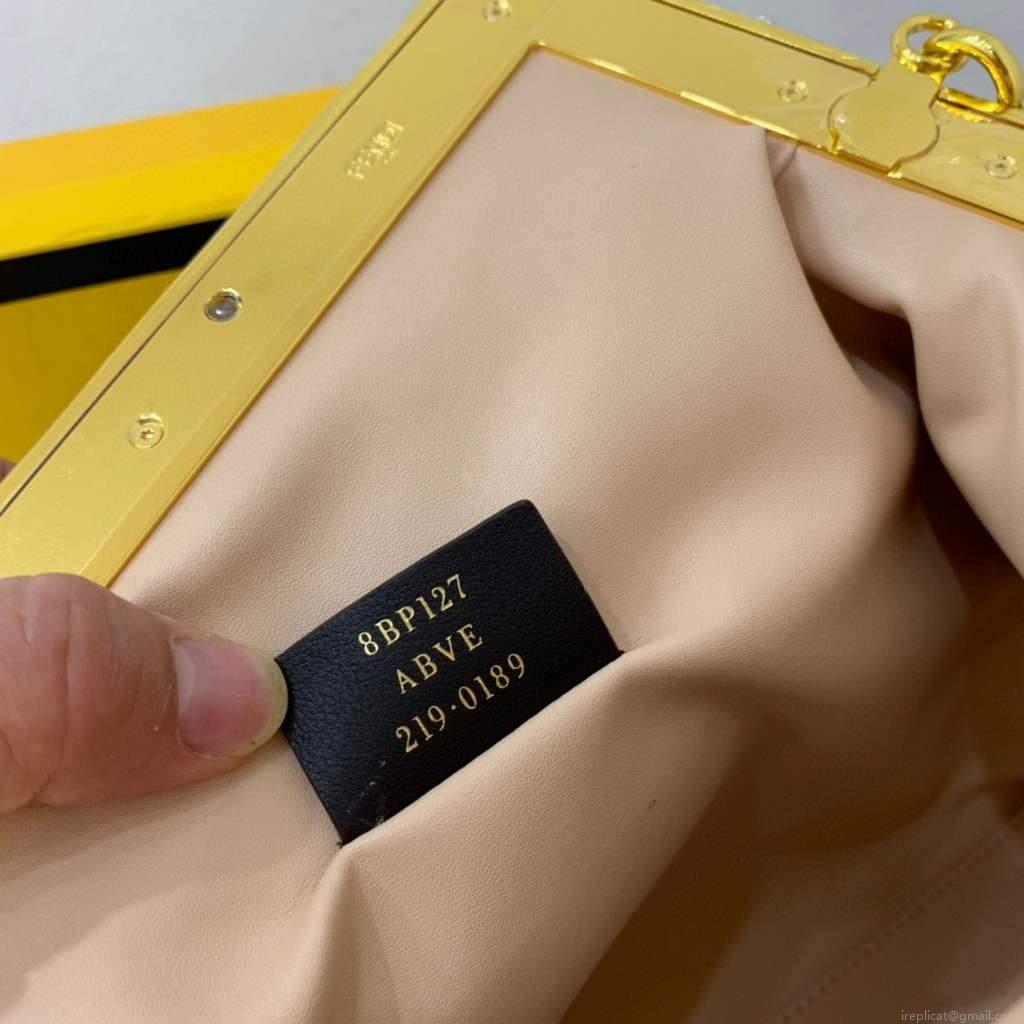 Fendi FIRST Medium Bag Beige flannel bag with embroidery 8BP127