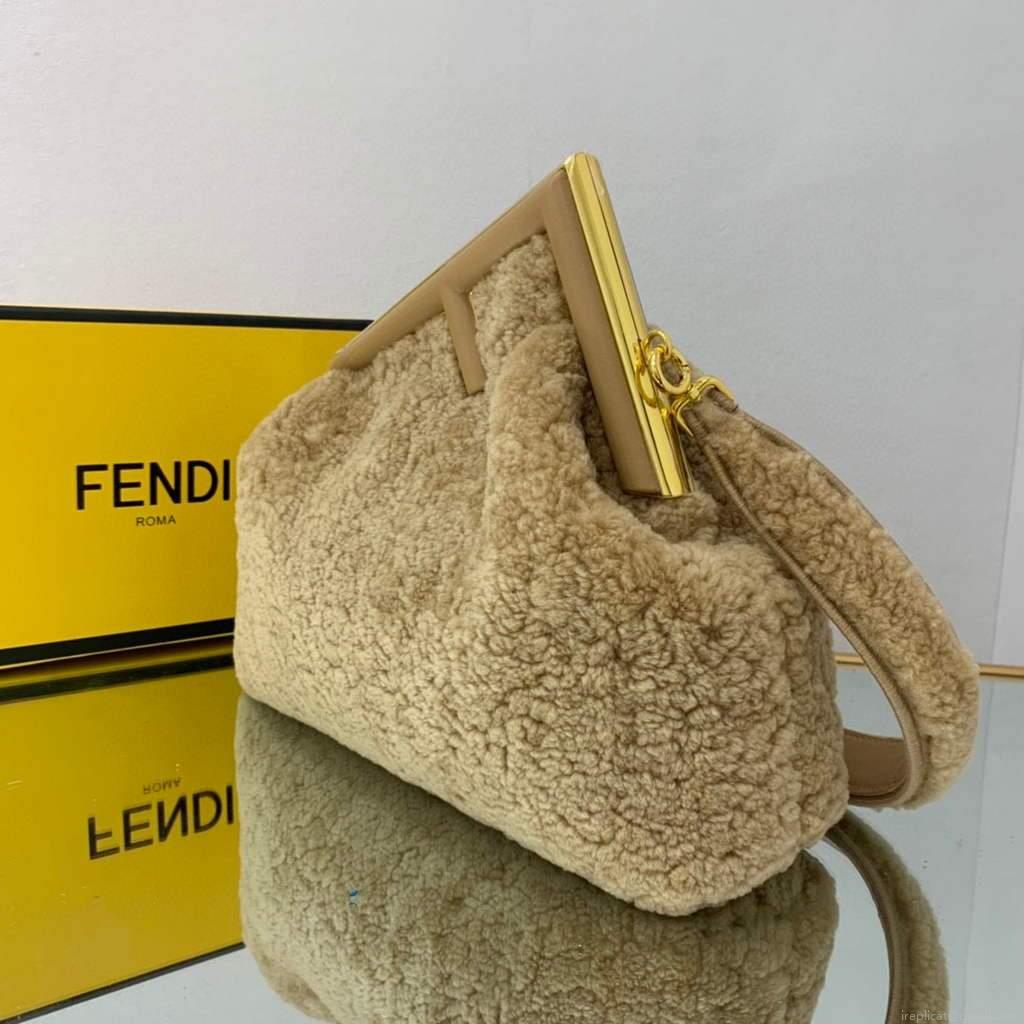Fendi First Medium Sheepskin Bag 8BP127 Apricot