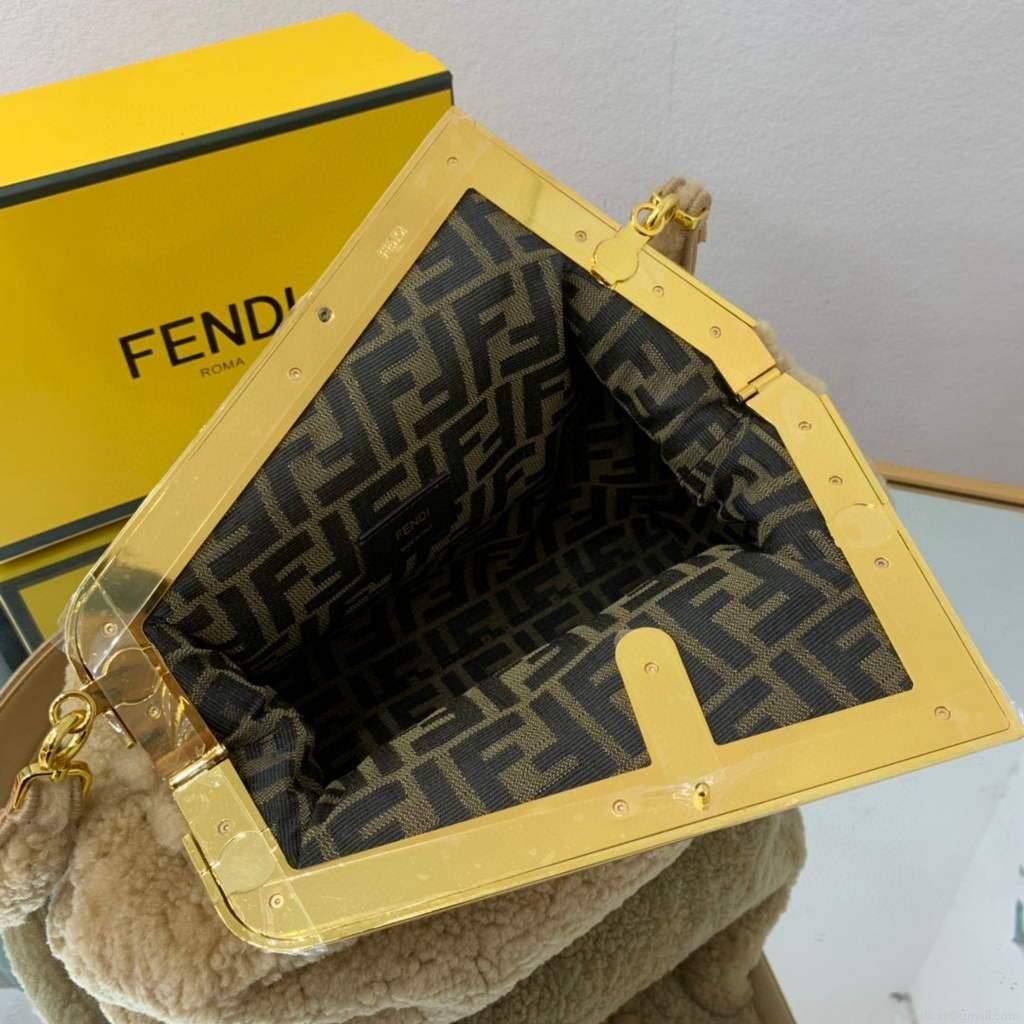 Fendi First Medium Sheepskin Bag 8BP127 Apricot