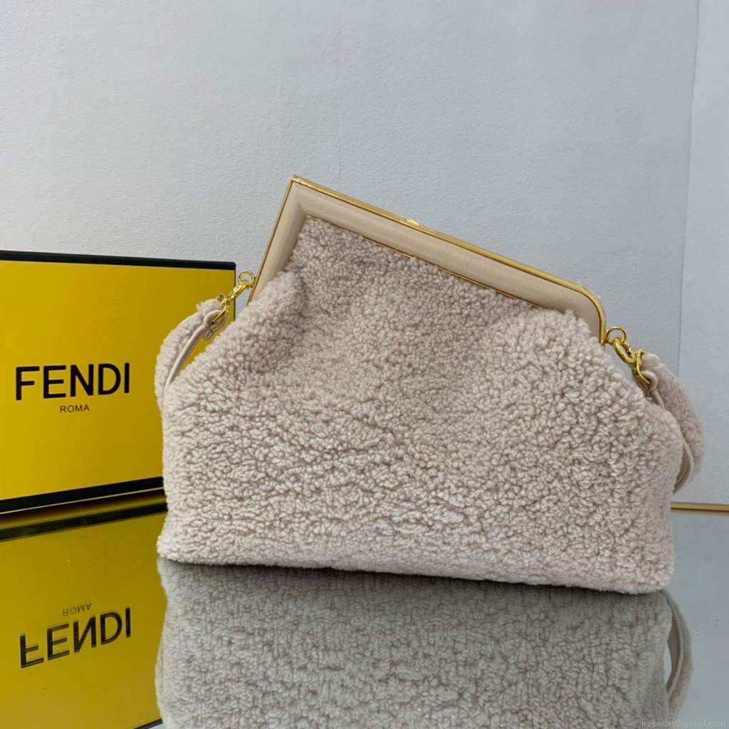 Fendi First Medium Sheepskin Bag 8BP127 Beige