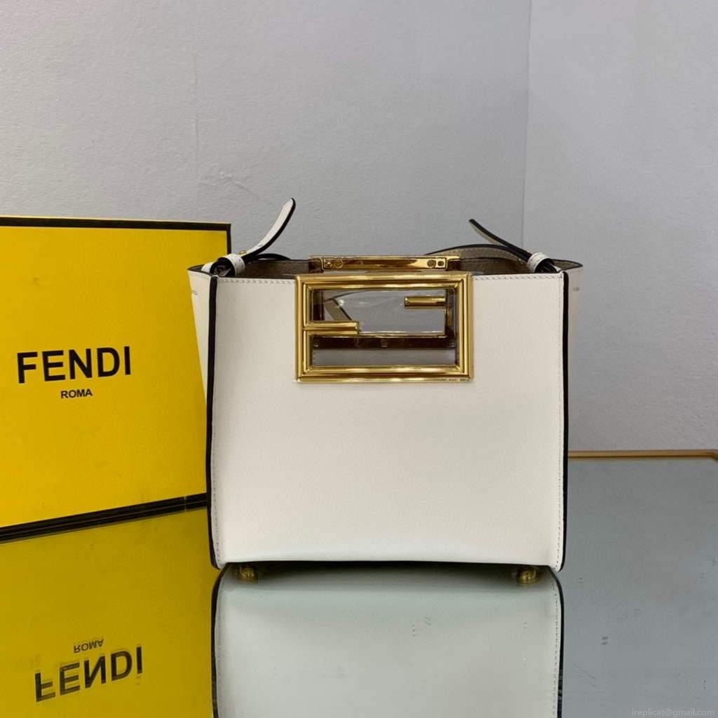 Fendi 8BS054 fendi way small Beige Leather Bag