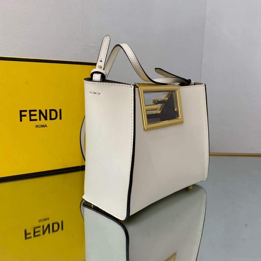 Fendi 8BS054 fendi way small Beige Leather Bag