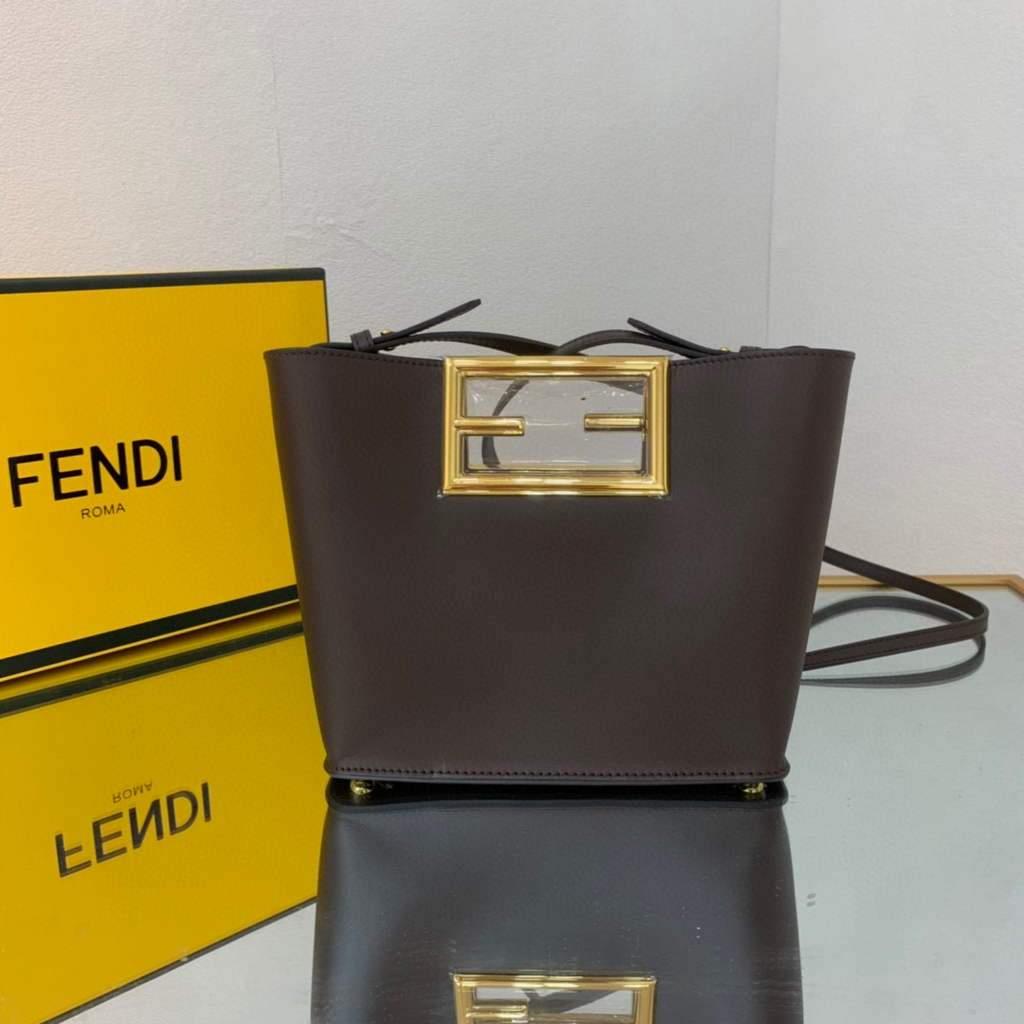 Fendi 8BS054 fendi way small Brown Leather Bag