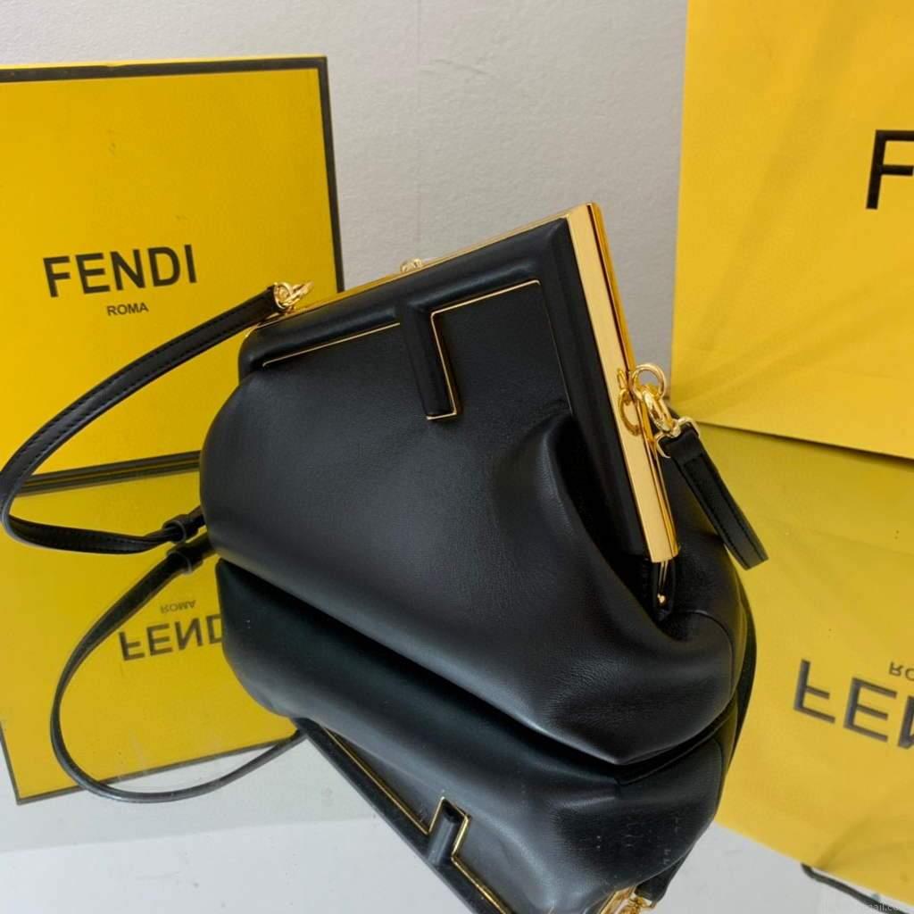 Fendi FIRST Small Bag 8BP129 Black Leather