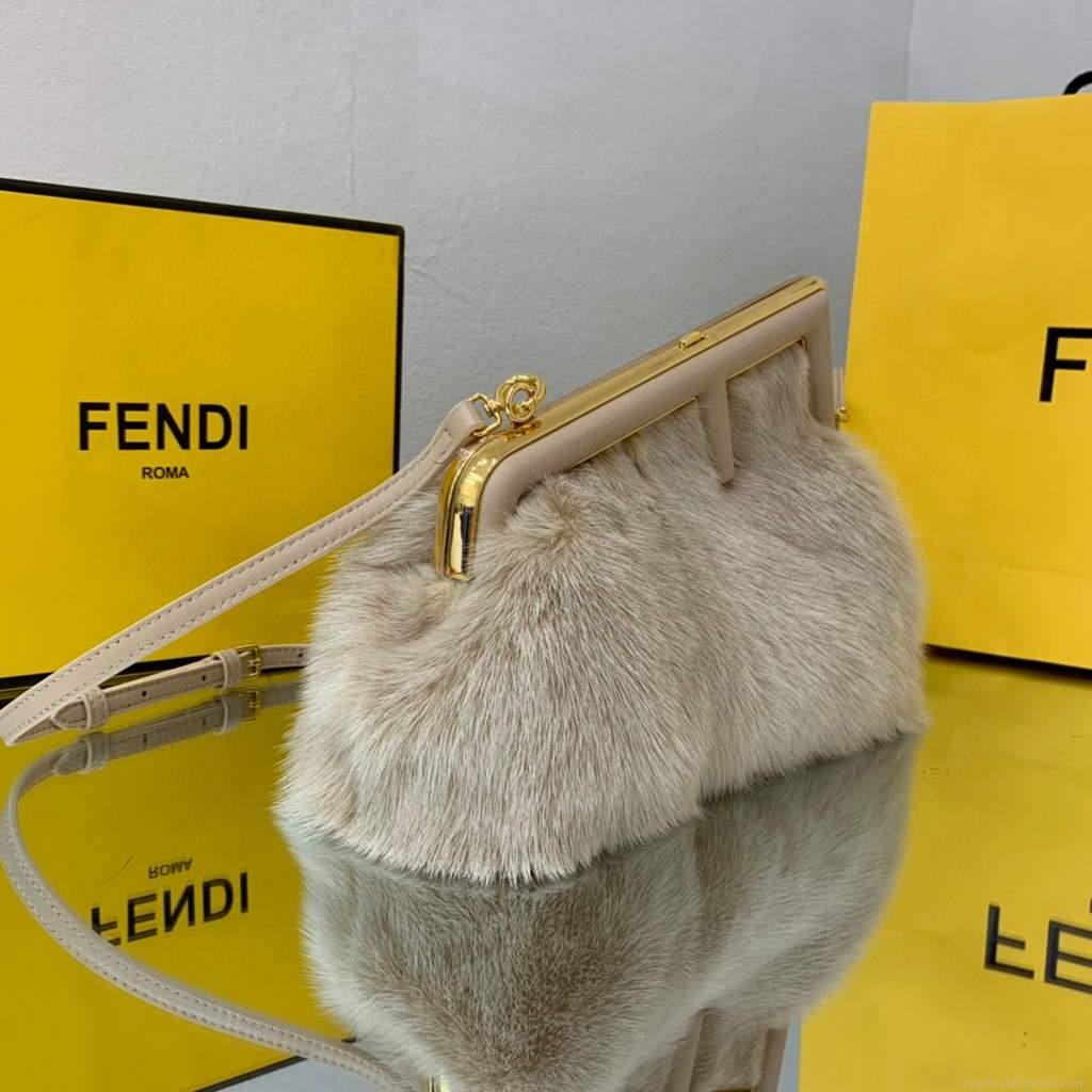 Fendi FIRST Small Bag Fox fur Bag 8BP129 Apricot