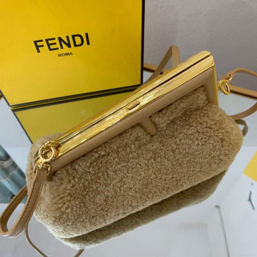 Fendi First Small Sheepskin Bag 8BP129 Tan