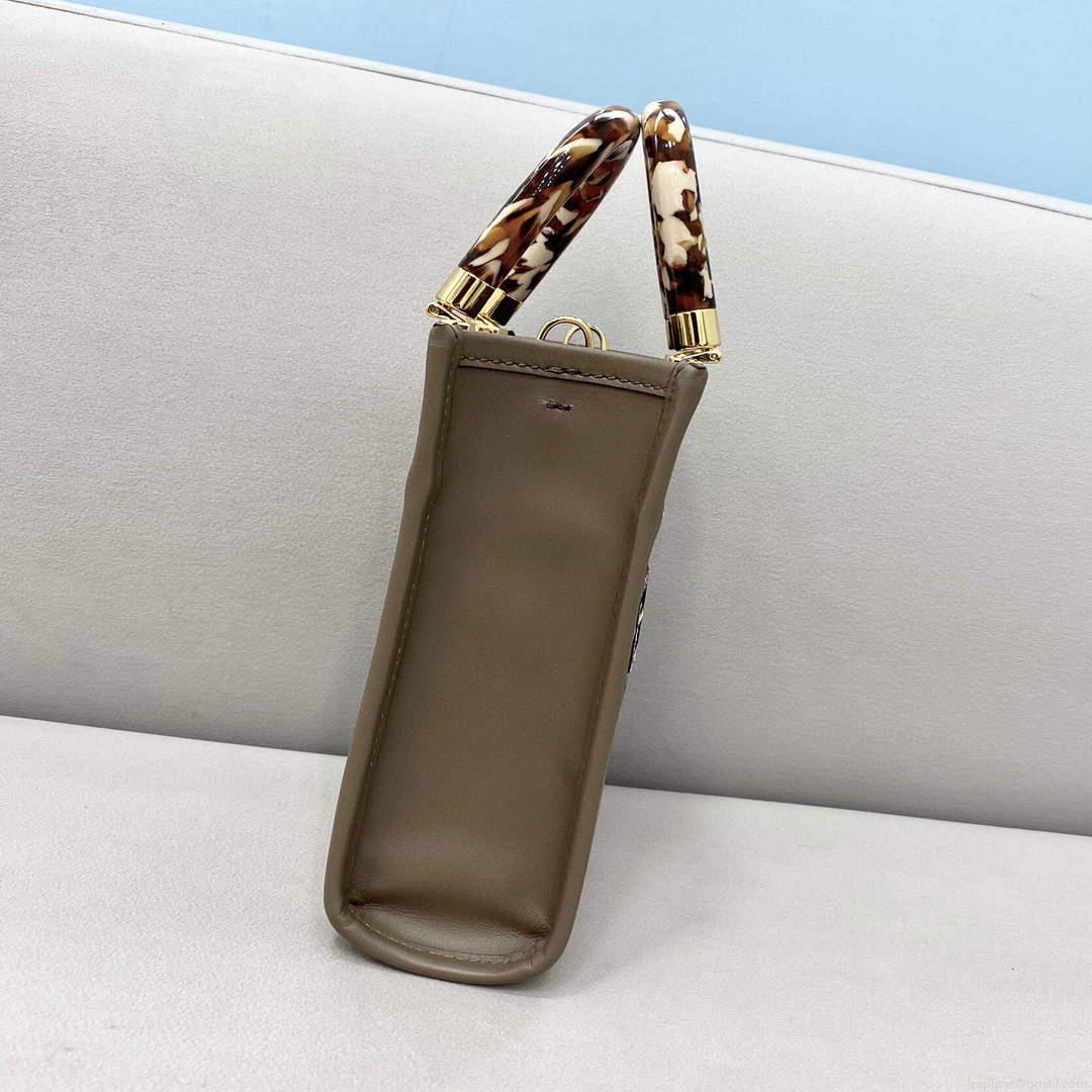 Fendi 8BS051 MINI SUNSHINE SHOPPER Gray leather and elaphe mini-bag