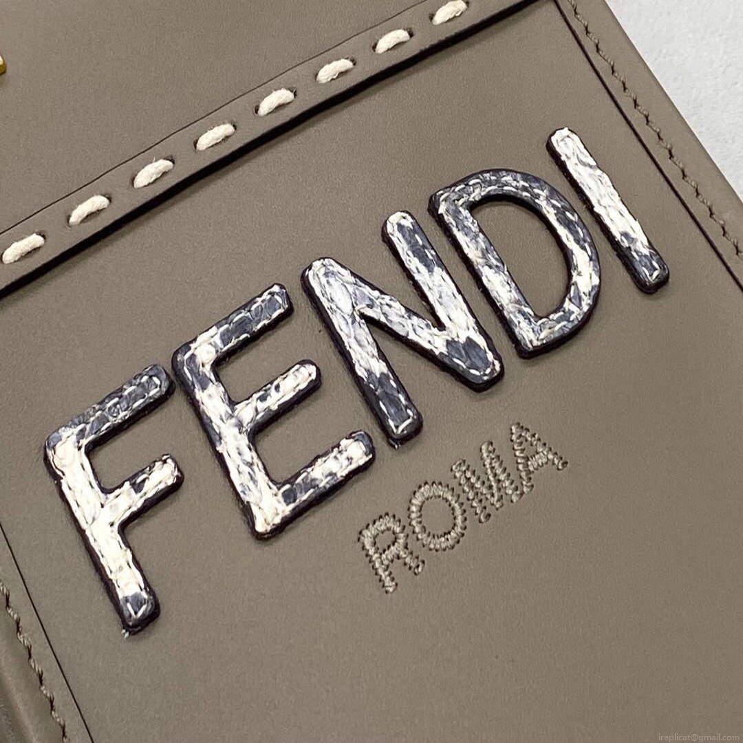 Fendi 8BS051 MINI SUNSHINE SHOPPER Gray leather and elaphe mini-bag