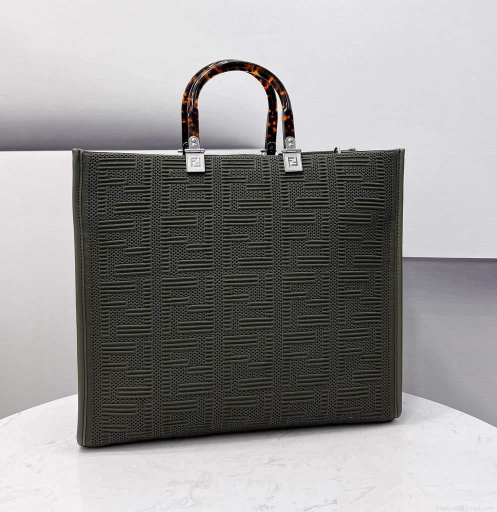 Fendi 8BH386 Sunshine Medium Fendi Tote Bag 8258 Green