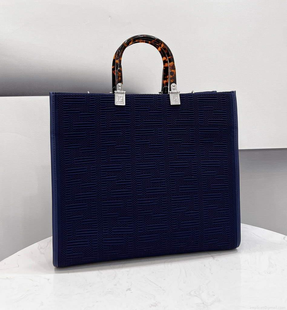 Fendi 8BH386 Sunshine Medium Fendi Tote Bag 8258 Navy blue