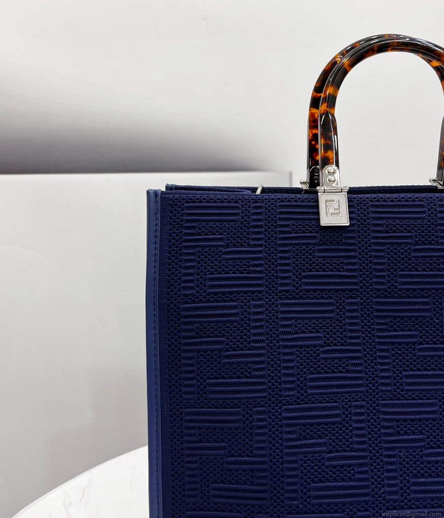 Fendi 8BH386 Sunshine Medium Fendi Tote Bag 8258 Navy blue