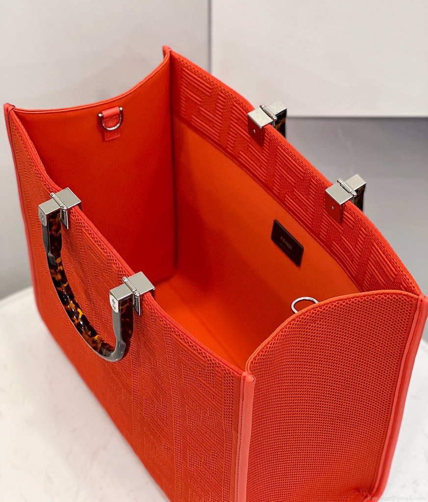 Fendi 8BH386 Sunshine Medium Fendi Tote Bag 8258 Orange Red