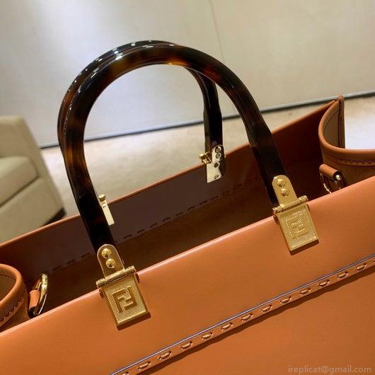 Fendi 8BH386 Sunshine Medium Fendi Tote Leather Bag 8266S Brown