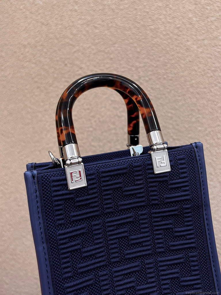 Fendi 8BS051 Mini Sunshine Shopper Bag 8527 Navy Blue