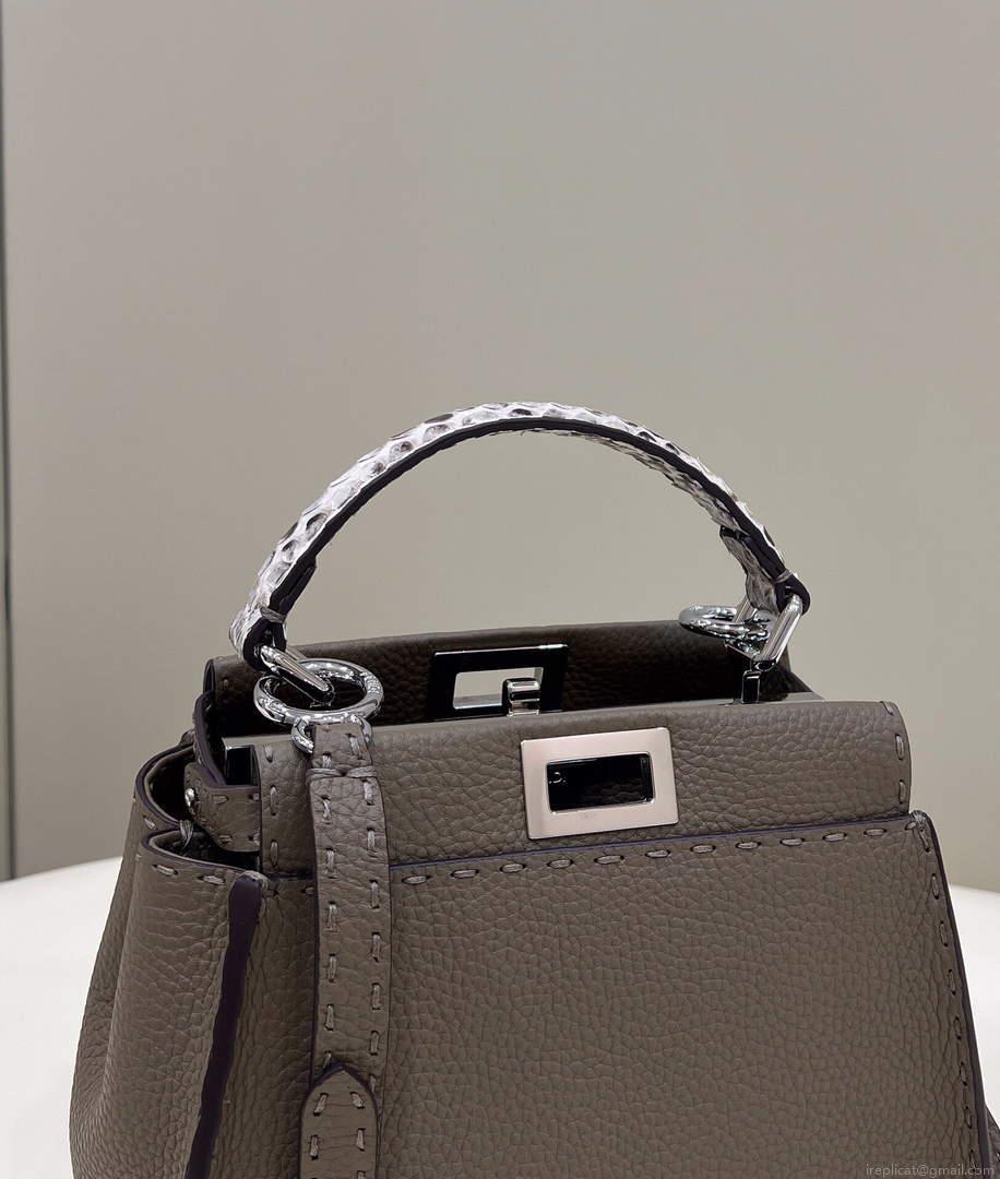 Fendi 8551 Peekaboo Mini Leather Bag Gray