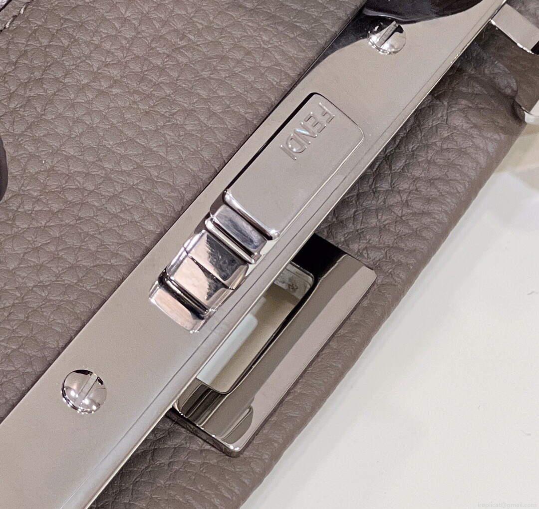 Fendi 8551 Peekaboo Mini Leather Bag Gray