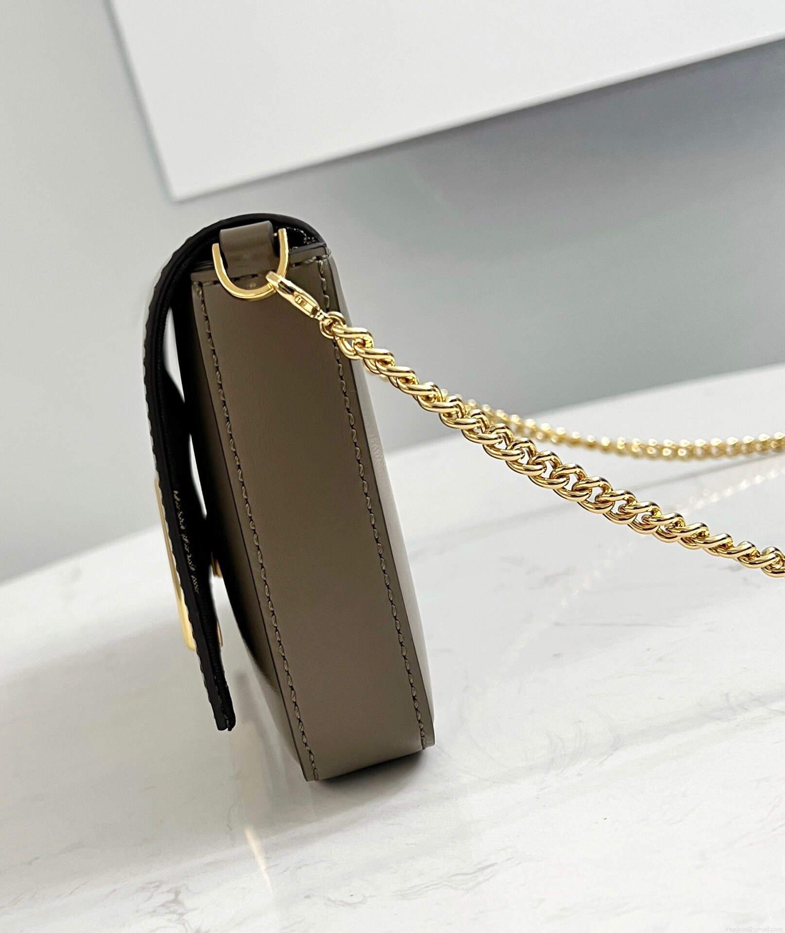 Fendi 8521 Baguette Chain Midi Shoulder Bag Gray