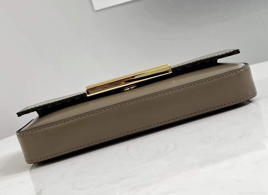 Fendi 8521 Baguette Chain Midi Shoulder Bag Gray