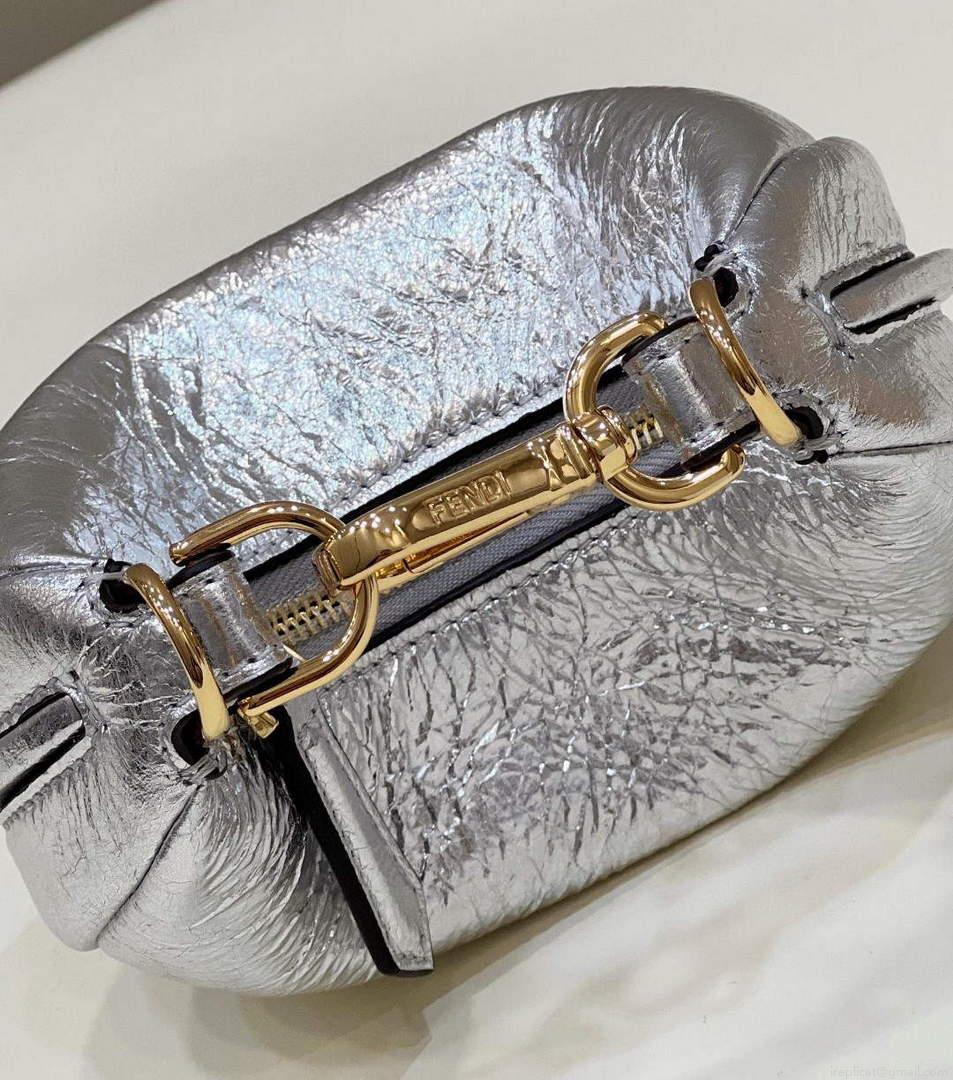 Fendi Nano Fendigraphy Black Leather Charm 7AS089 Silver