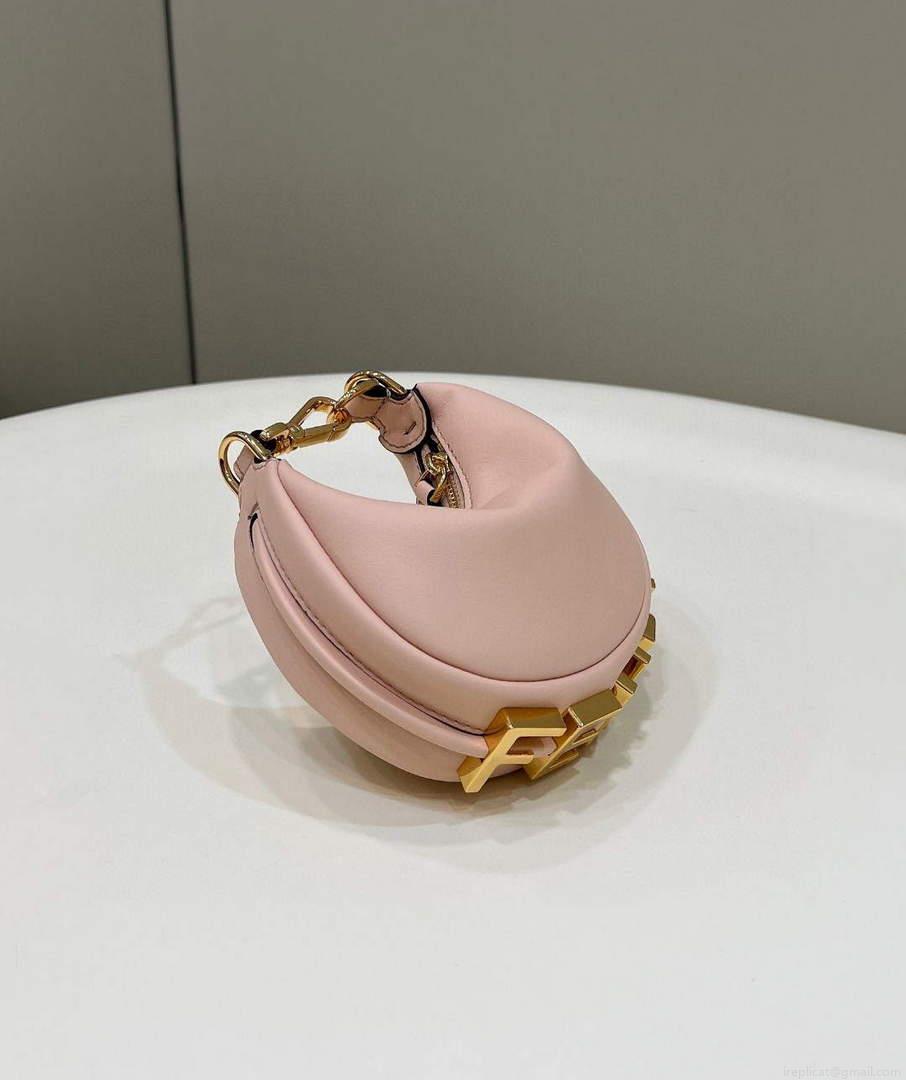 Fendi Nano Fendigraphy Black Leather Charm 7AS089 Pink
