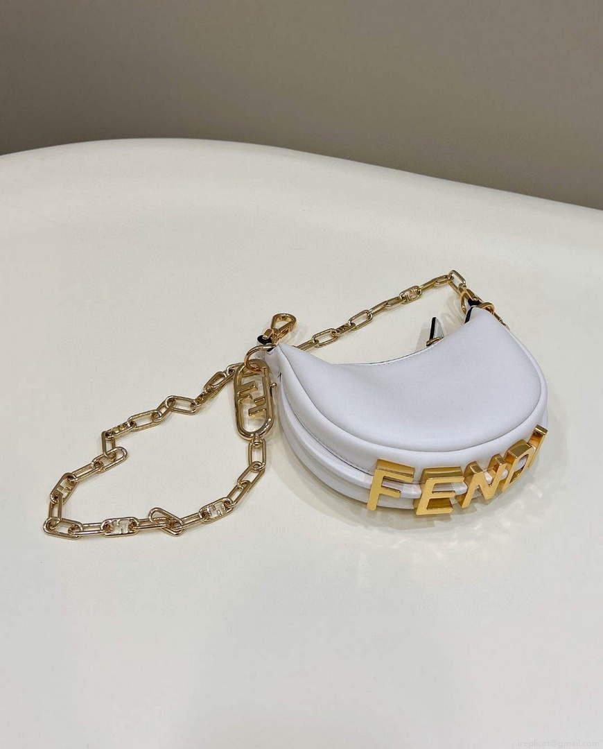 Fendi Nano Fendigraphy Black Leather Charm 7AS089 White