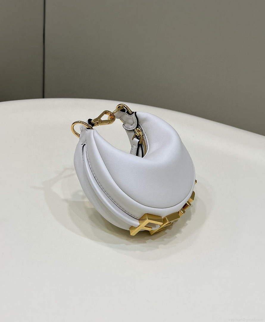 Fendi Nano Fendigraphy Black Leather Charm 7AS089 White