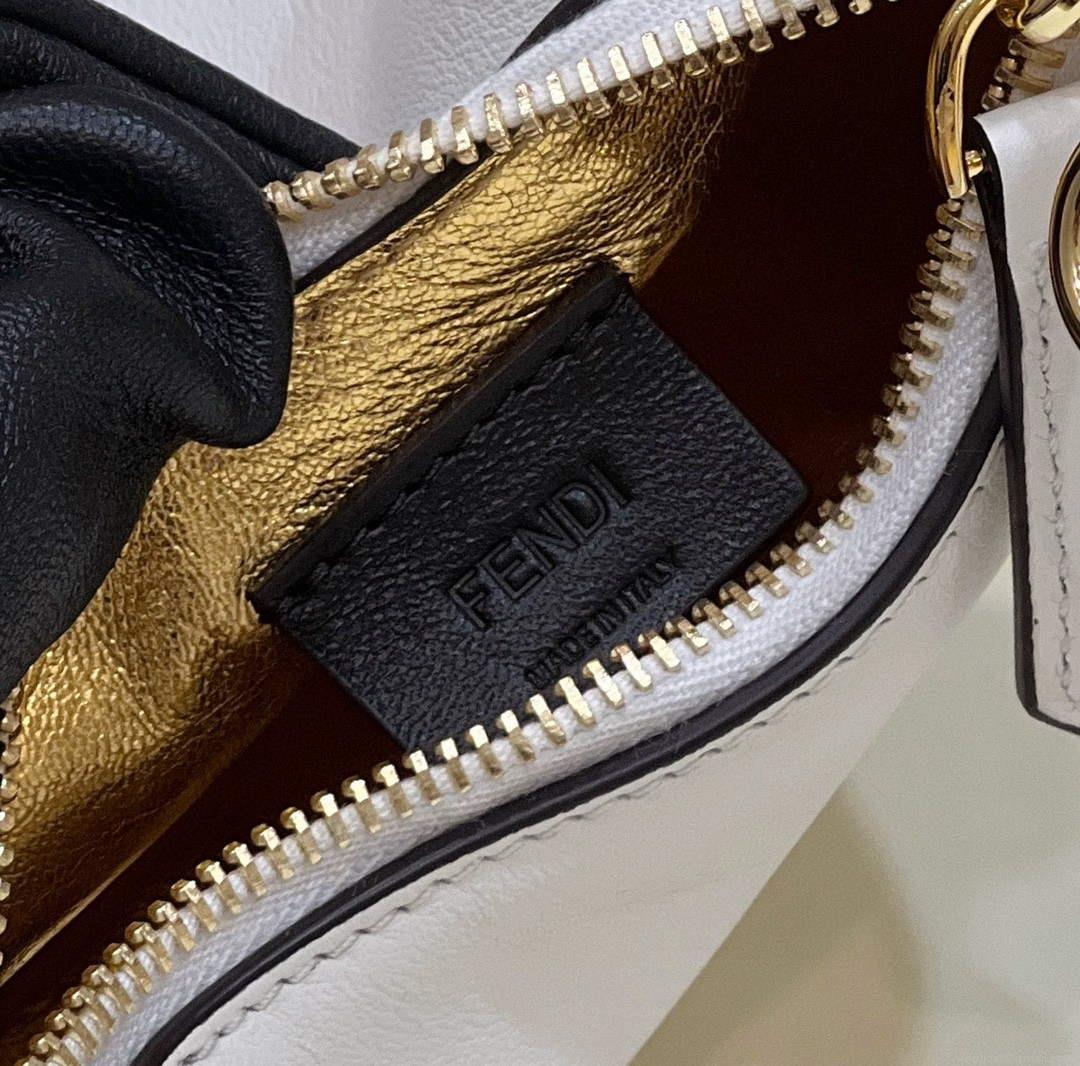 Fendi Nano Fendigraphy Black Leather Charm 7AS089 White