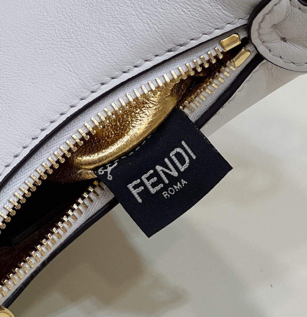 Fendi Nano Fendigraphy Black Leather Charm 7AS089 White
