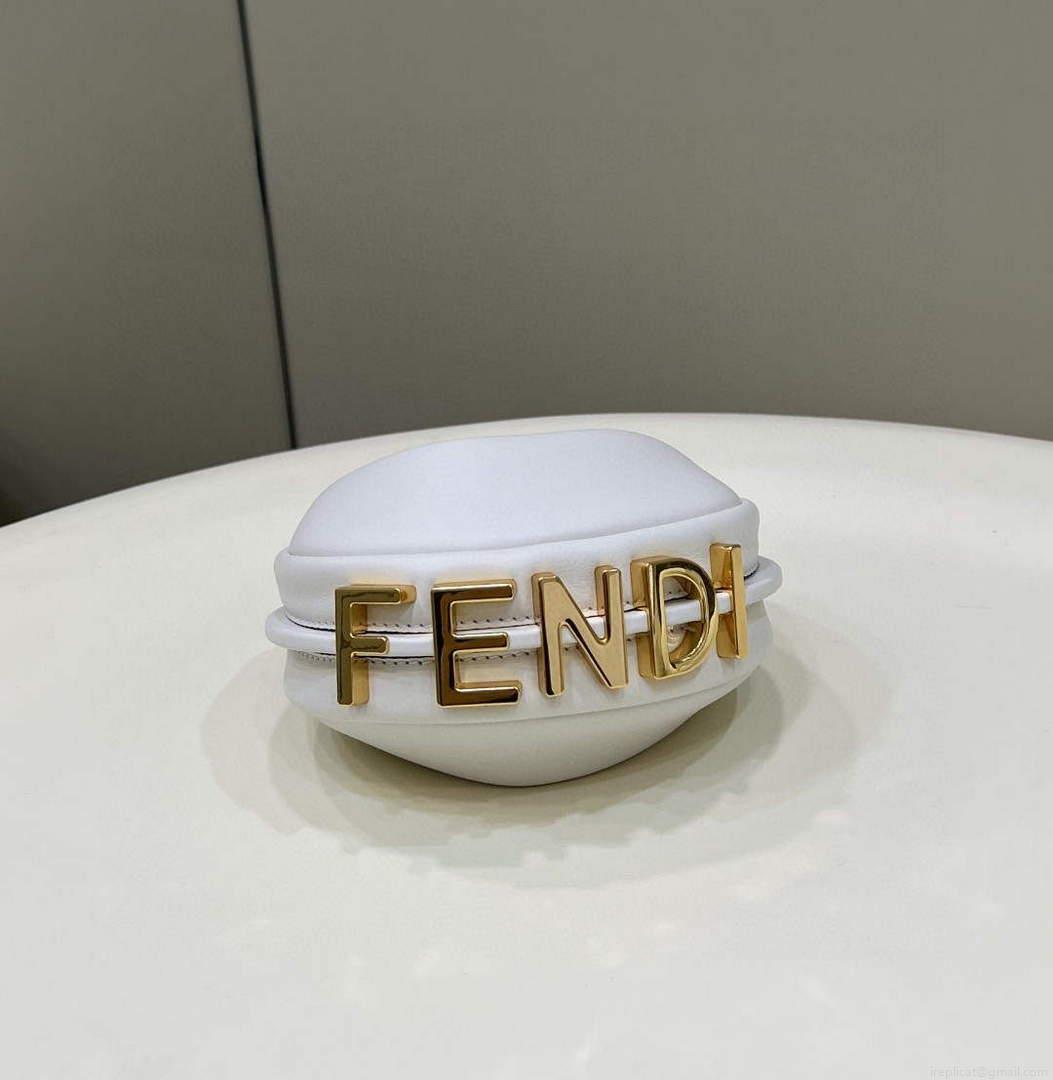 Fendi Nano Fendigraphy Black Leather Charm 7AS089 White