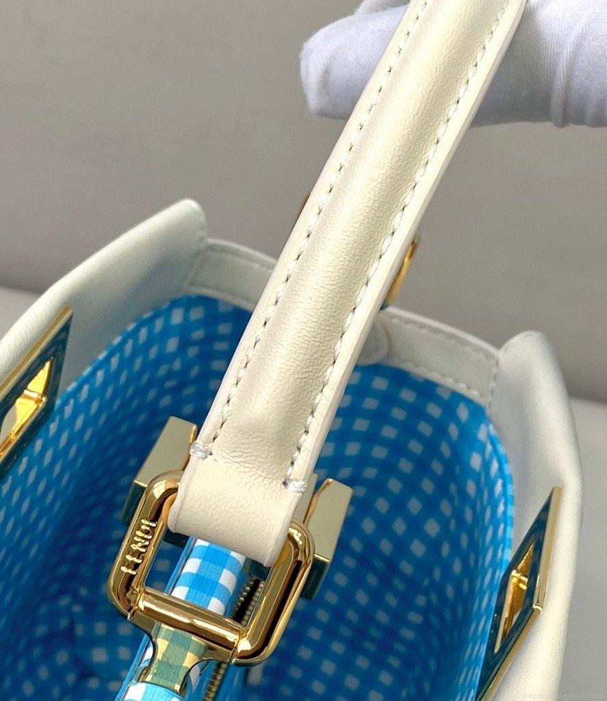 Fendi 8BN244 Peekaboo Iconic MINI White Leather 8315 Bag