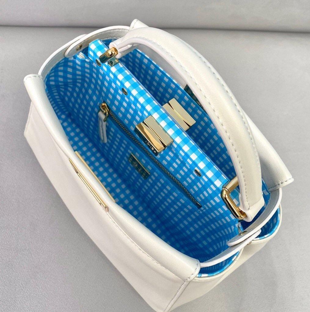 Fendi 8BN244 Peekaboo Iconic MINI White Leather 8315 Bag