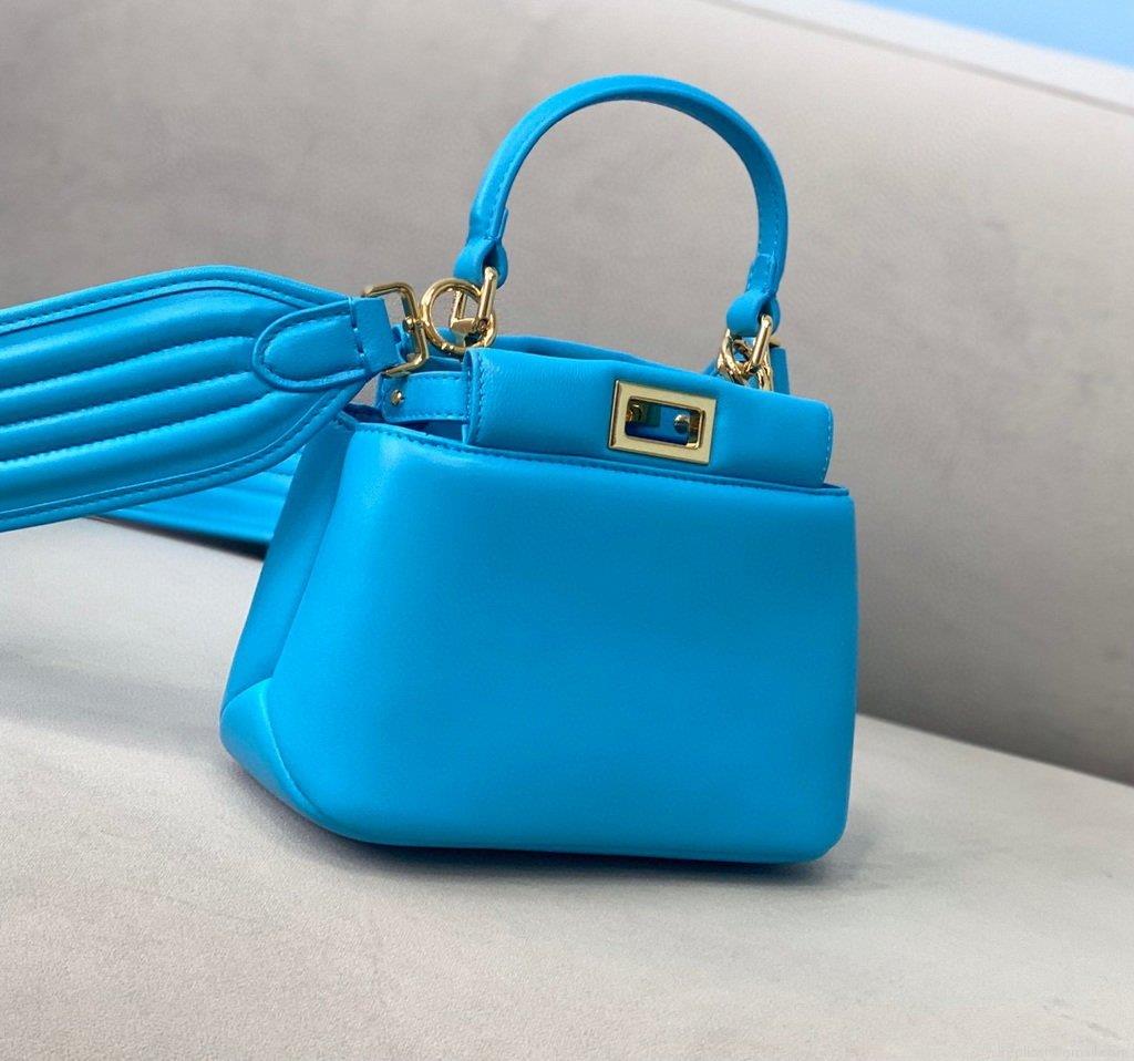Fendi 8BN320 Peekaboo ICONIC XS Blue Nappa Leather 8328 Bag