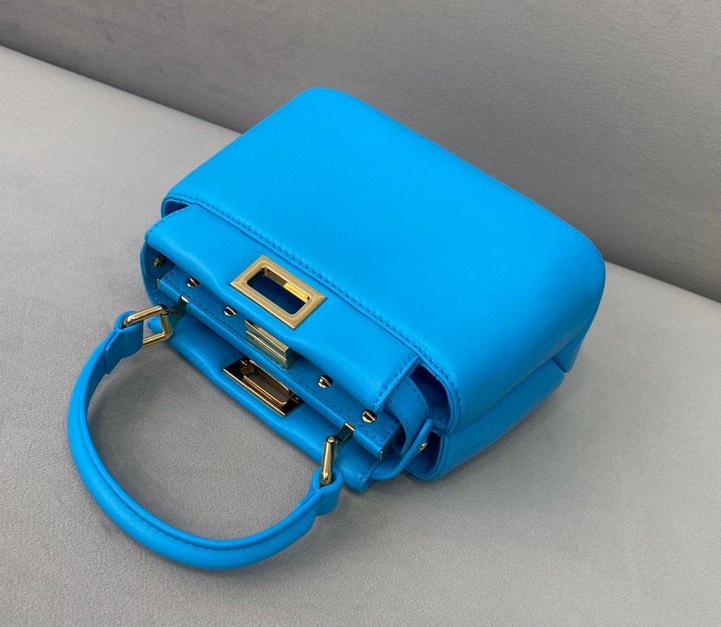 Fendi 8BN320 Peekaboo ICONIC XS Blue Nappa Leather 8328 Bag