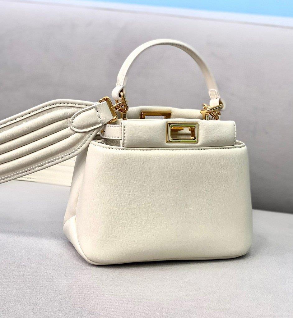 Fendi 8BN320 Peekaboo ICONIC XS White Nappa Leather 8328 Bag