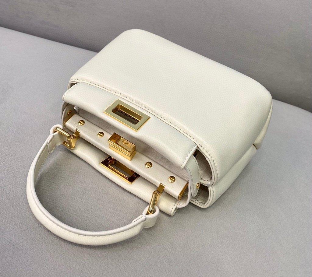 Fendi 8BN320 Peekaboo ICONIC XS White Nappa Leather 8328 Bag