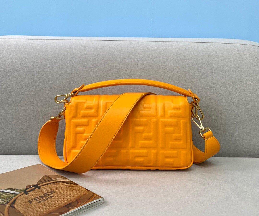 Fendi 8BR600 Baguette Orange Nappa Leather Bag