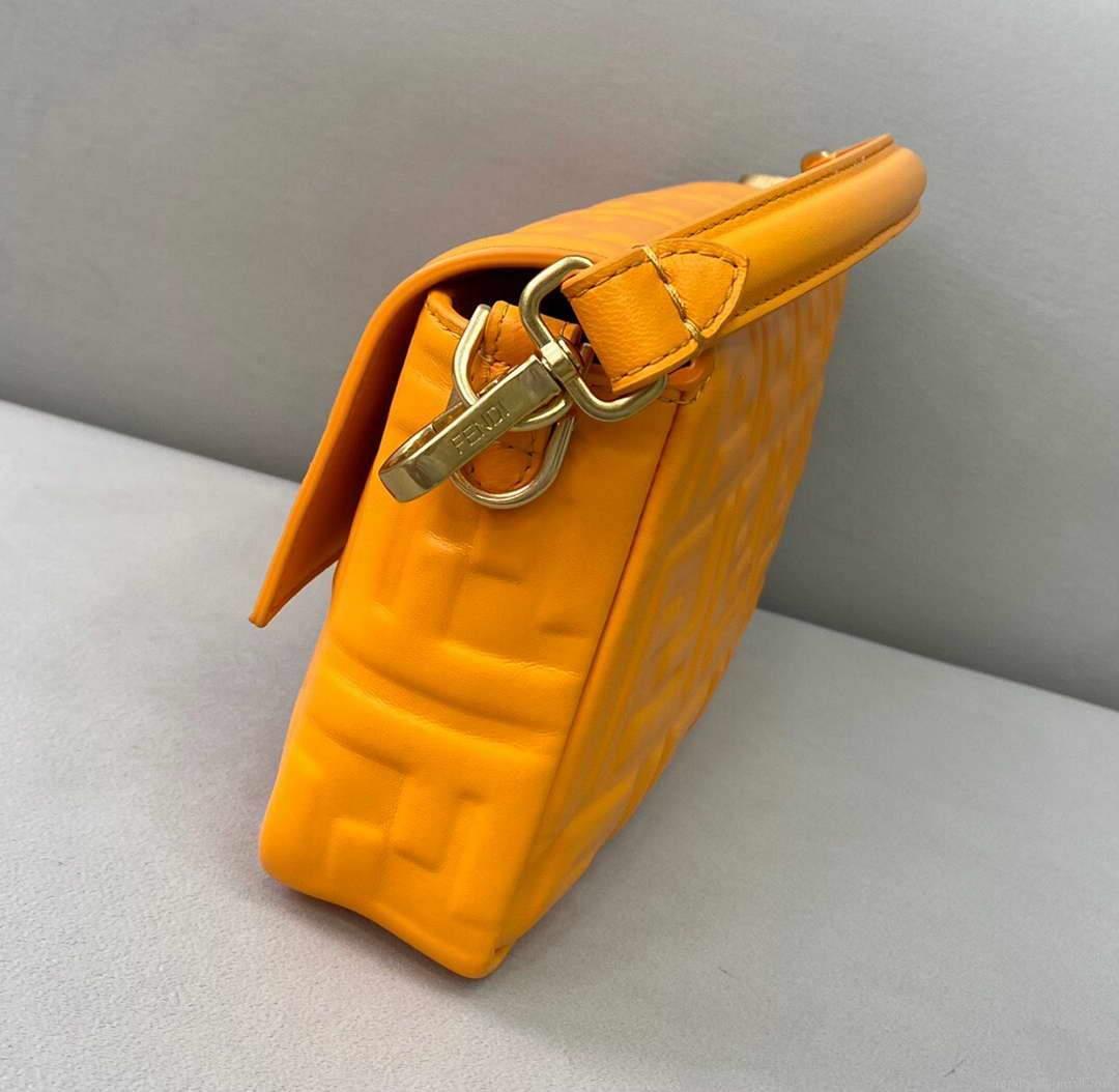Fendi 8BR600 Baguette Orange Nappa Leather Bag