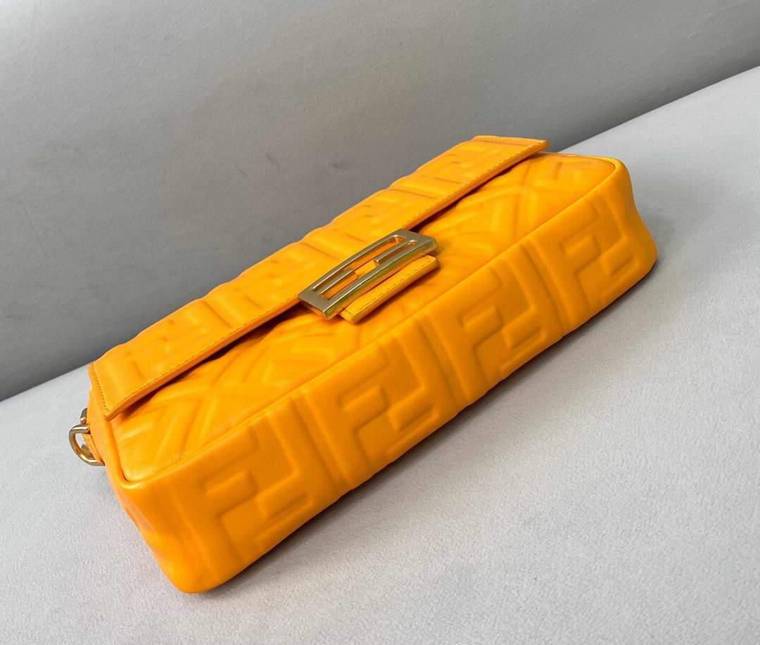 Fendi 8BR600 Baguette Orange Nappa Leather Bag