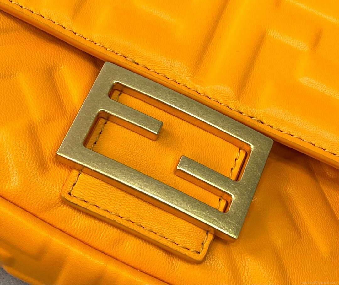Fendi 8BR600 Baguette Orange Nappa Leather Bag