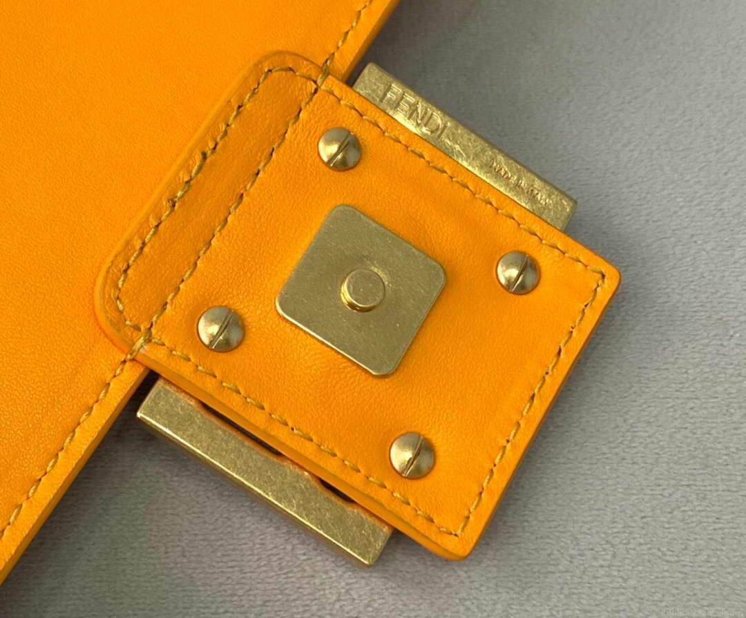 Fendi 8BR600 Baguette Orange Nappa Leather Bag