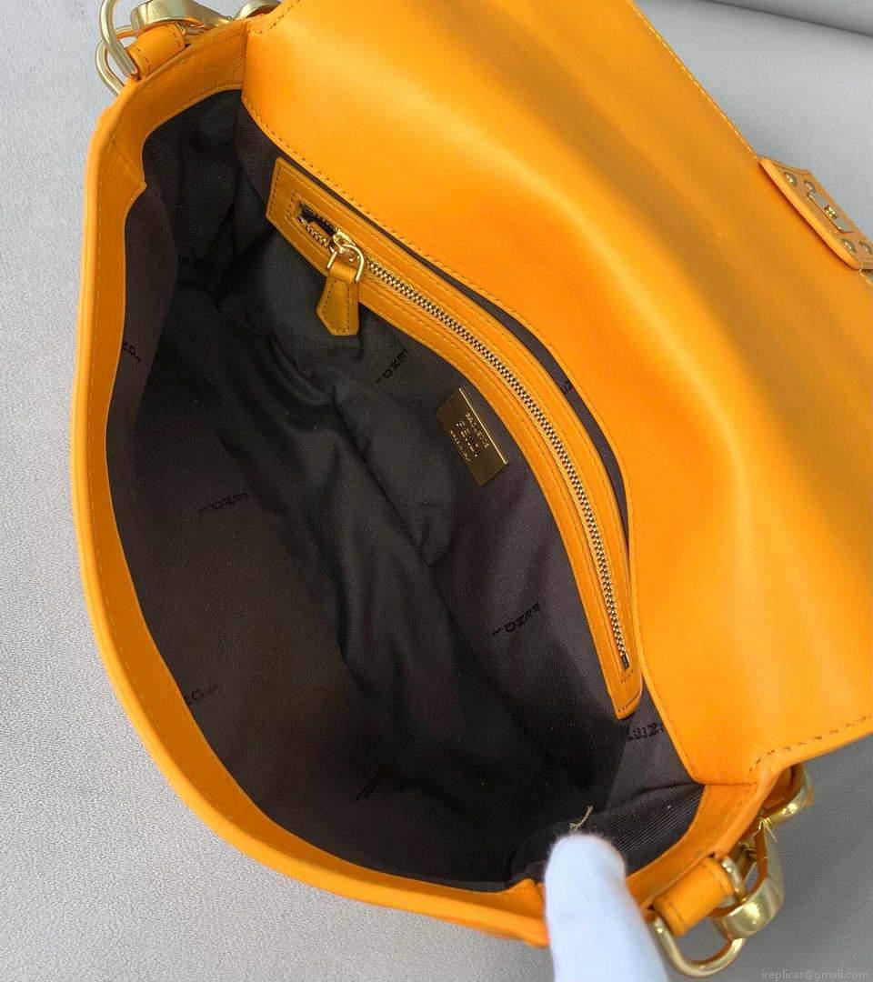 Fendi 8BR600 Baguette Orange Nappa Leather Bag