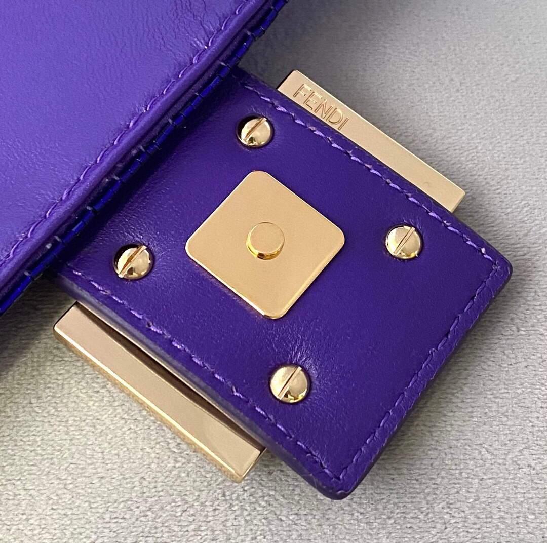 Fendi 8BR792 Medium Baguette 1997 Purple Satin Bag with Sequins 0127L