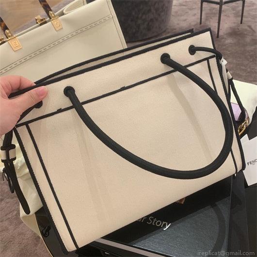 FENDI 8BH378 Medium ROMA Tote Undyed canvas Tote bag