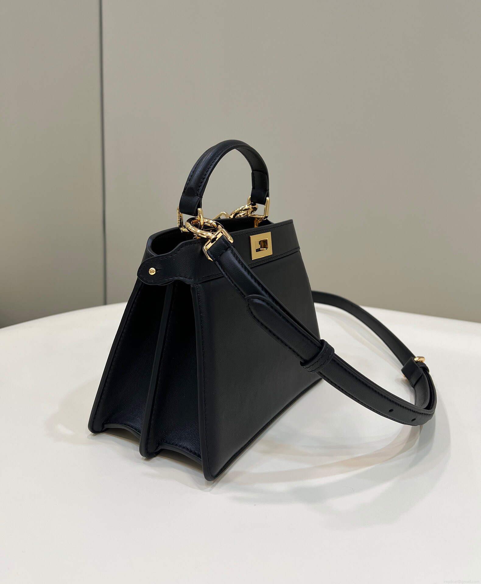 Fendi 8BN335 Peekaboo ISeeU Petite Padded Nappa Leather Bag Black